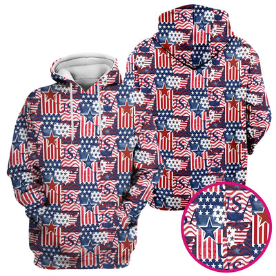 Patriotic USA Star Patchwork Pattern Scrub Top, Comfortable Scrubs for Nurses