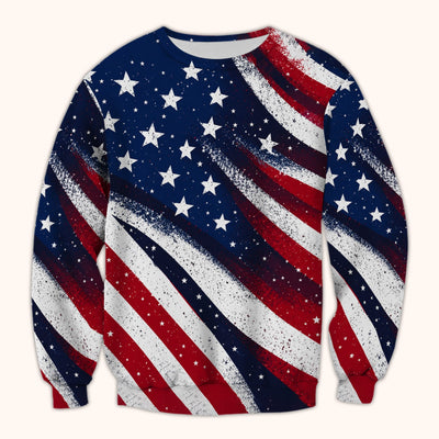 Festive American Flag Stars Pattern Scrub Top, Comfortable Scrubs for Nurses