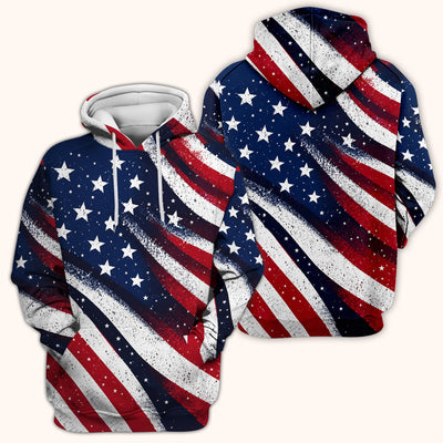 Festive American Flag Stars Pattern Scrub Top, Comfortable Scrubs for Nurses