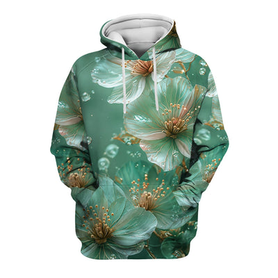 Elegant Mint Blossom Dewdrop Pattern Scrub Top, Comfortable Scrubs for Nurses