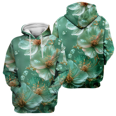 Elegant Mint Blossom Dewdrop Pattern Scrub Top, Comfortable Scrubs for Nurses