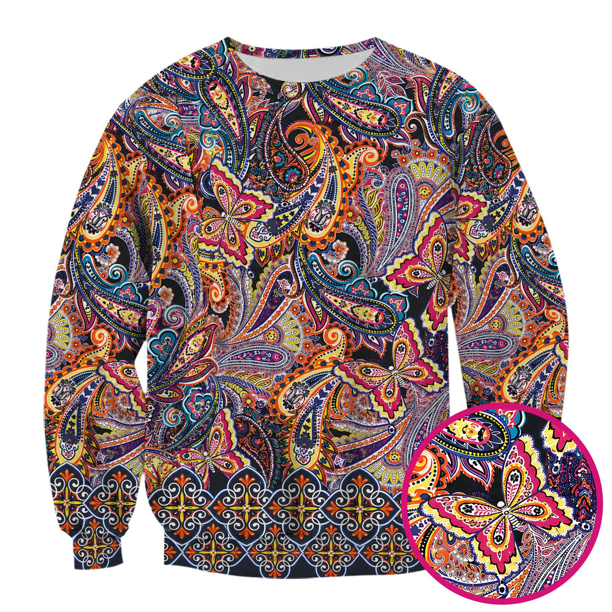 Colorful Bohemian Paisley Floral Pattern Scrub Top, Comfortable Scrubs for Nurses