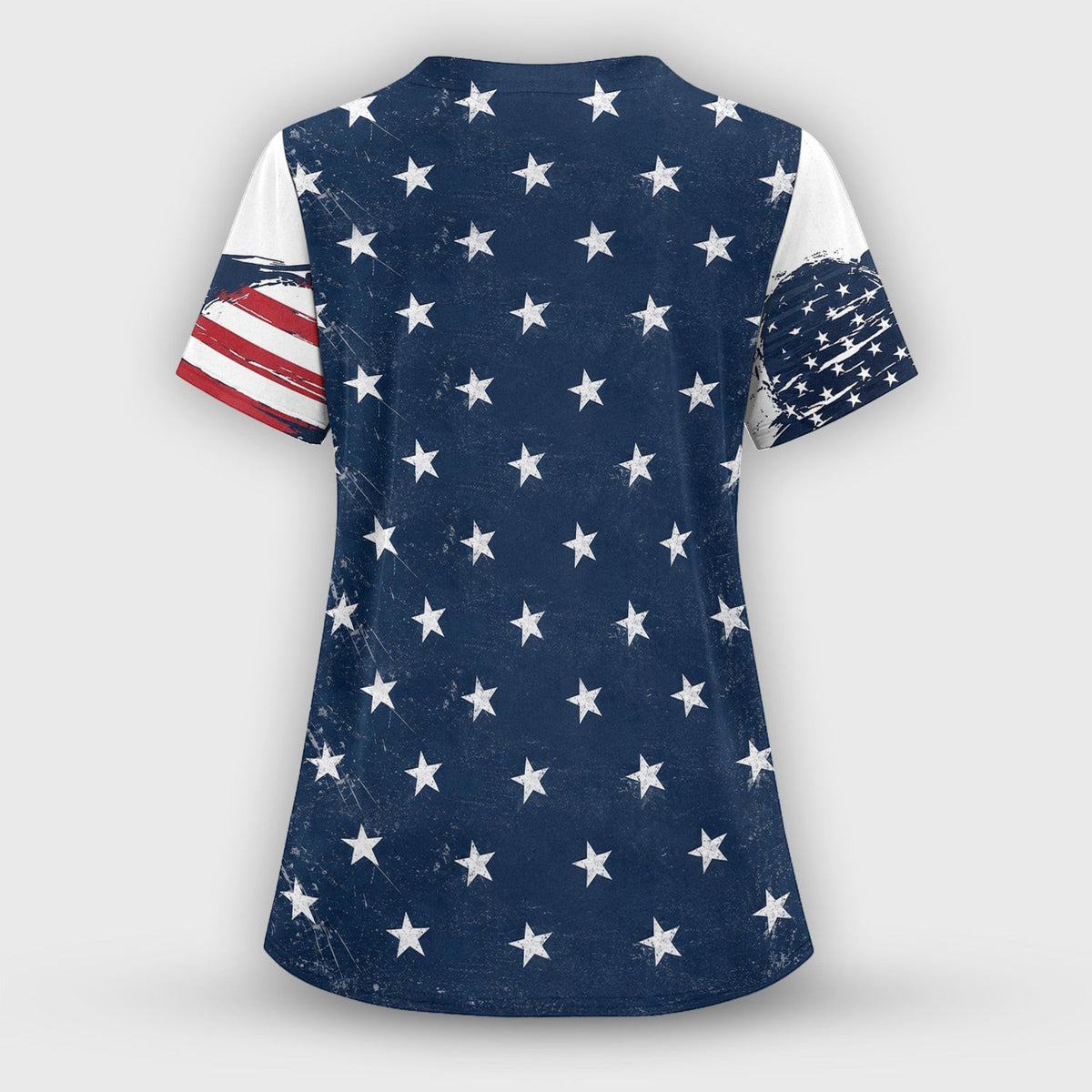 Patriotic Nurse Adorable Scrub Top USA Heart Pattern Scrub Top, Comfortable Scrubs for Nurses