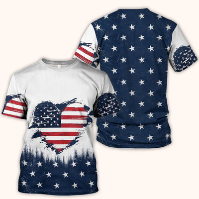 Patriotic Nurse Adorable Scrub Top USA Heart Pattern Scrub Top, Comfortable Scrubs for Nurses