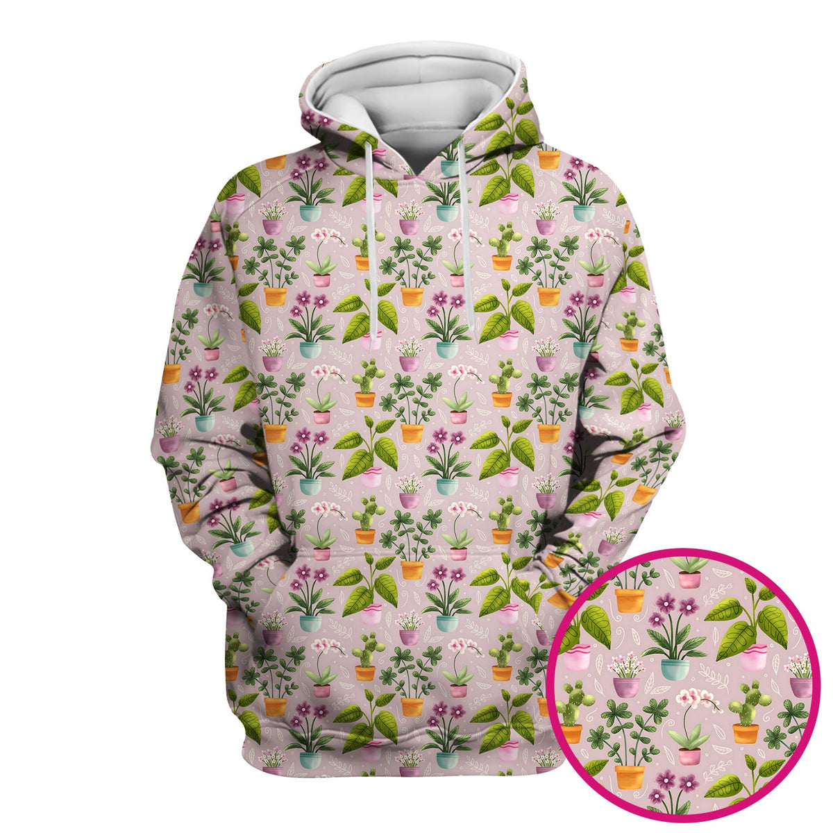 Potted Plant Orchid Cactus Pattern Scrub Top, Comfortable Scrubs for Nurses