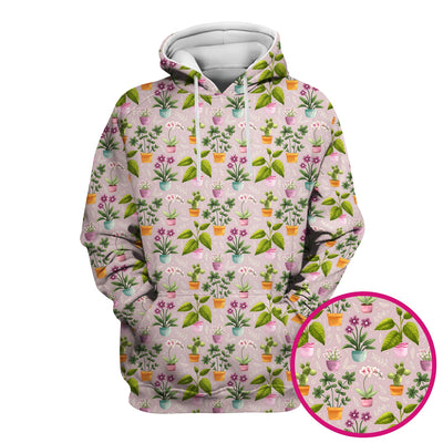 Potted Plant Orchid Cactus Pattern Scrub Top, Comfortable Scrubs for Nurses