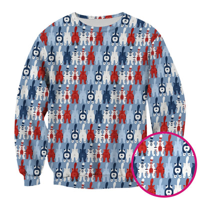 Colorful Patriotic Cat Tail Pattern Scrub Top, Comfortable Scrubs for Nurses