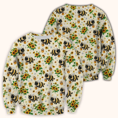Cute Bumblebee Cat Sunflower Pattern Scrub Top, Comfortable Scrubs for Nurses
