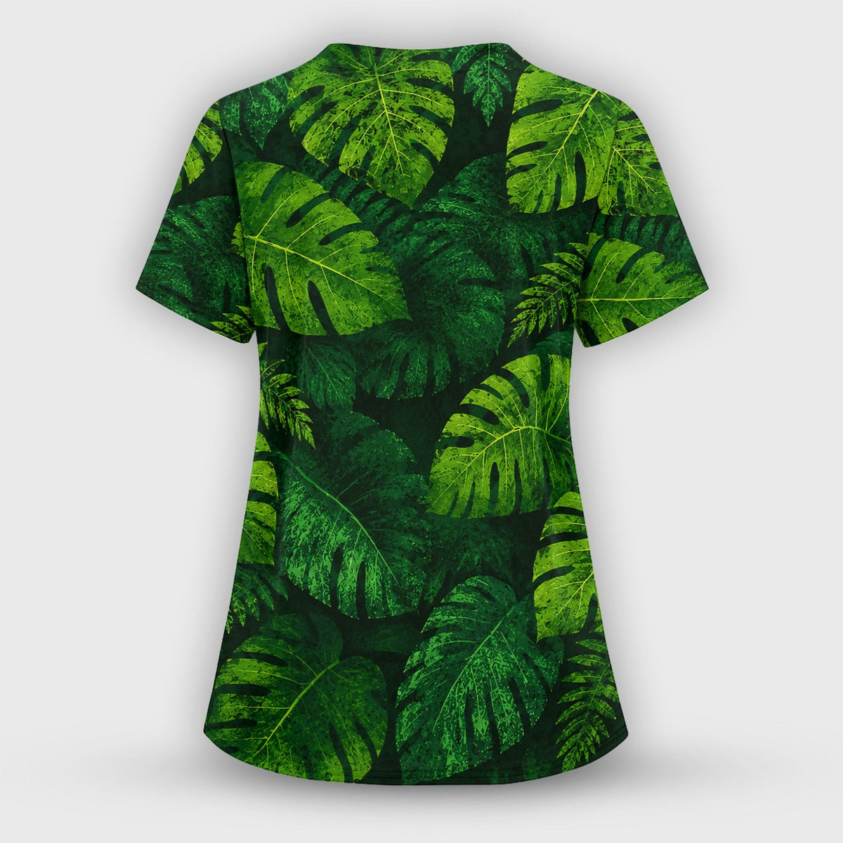 Cute Raccoon Tropical Leaf Pattern Scrub Top, Comfortable Scrubs for Nurses