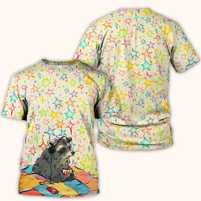 Chill Raccoon Starry Music Pattern Scrub Top, Comfortable Scrubs for Nurses