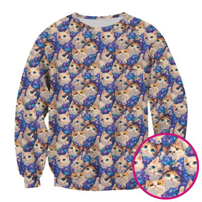 Cute Blue Eyed Kitten Pattern Scrub Top, Comfortable Scrubs for Nurses