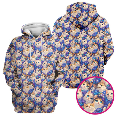 Cute Blue Eyed Kitten Pattern Scrub Top, Comfortable Scrubs for Nurses