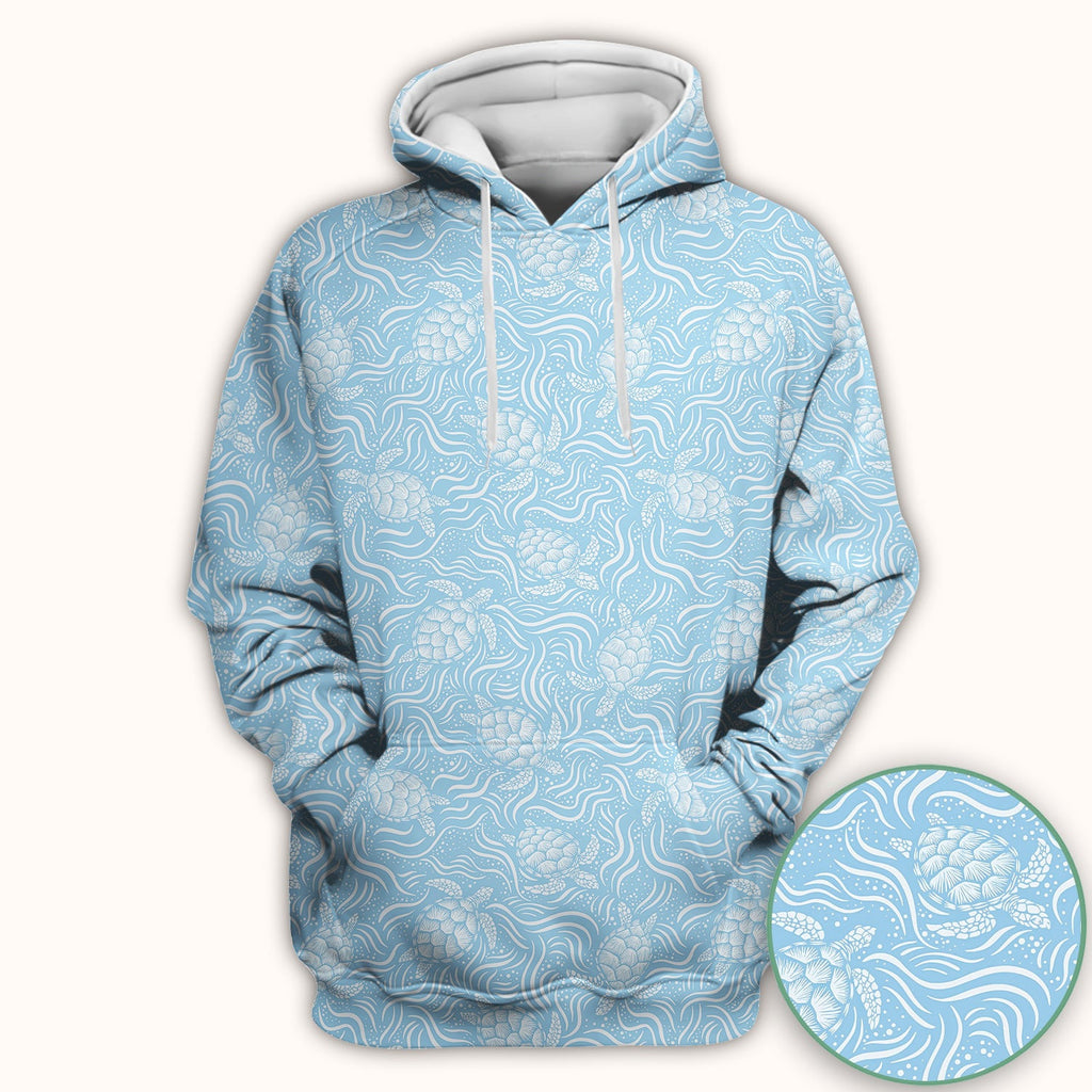 Cute Ocean Sea Turtle Waves Pattern Scrub Top, Comfortable Scrubs for Nurses