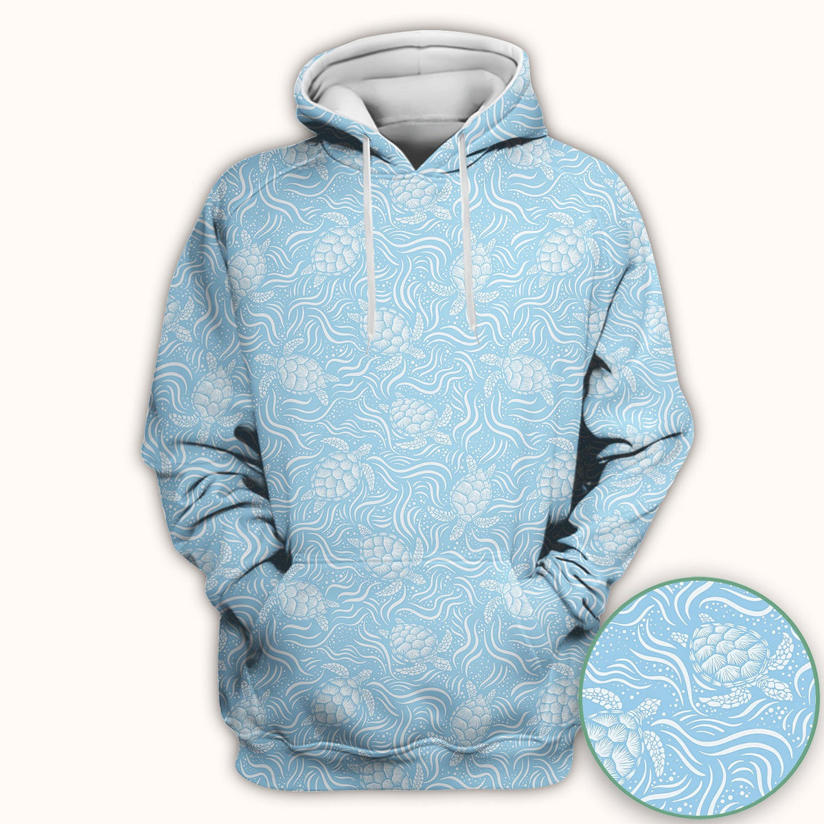 Cute Ocean Sea Turtle Waves Pattern Scrub Top, Comfortable Scrubs for Nurses