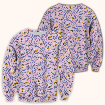 Cute Bumble Bee Floral Pattern Scrub Top, Comfortable Scrubs for Nurses