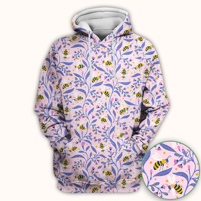 Cute Bumble Bee Floral Pattern Scrub Top, Comfortable Scrubs for Nurses