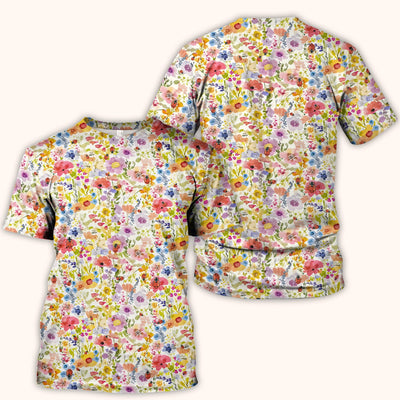 Cute Wildflower Ladybug Garden Pattern Scrub Top, Comfortable Scrubs for Nurses