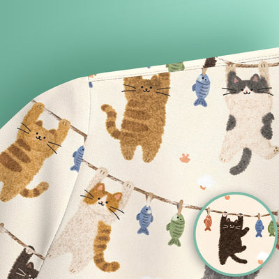 Cute Hanging Cat Fishline Pattern Scrub Top, Comfortable Scrubs for Nurses