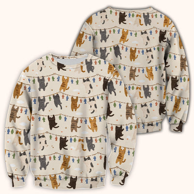 Cute Hanging Cat Fishline Pattern Scrub Top, Comfortable Scrubs for Nurses