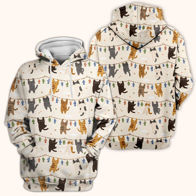 Cute Hanging Cat Fishline Pattern Scrub Top, Comfortable Scrubs for Nurses