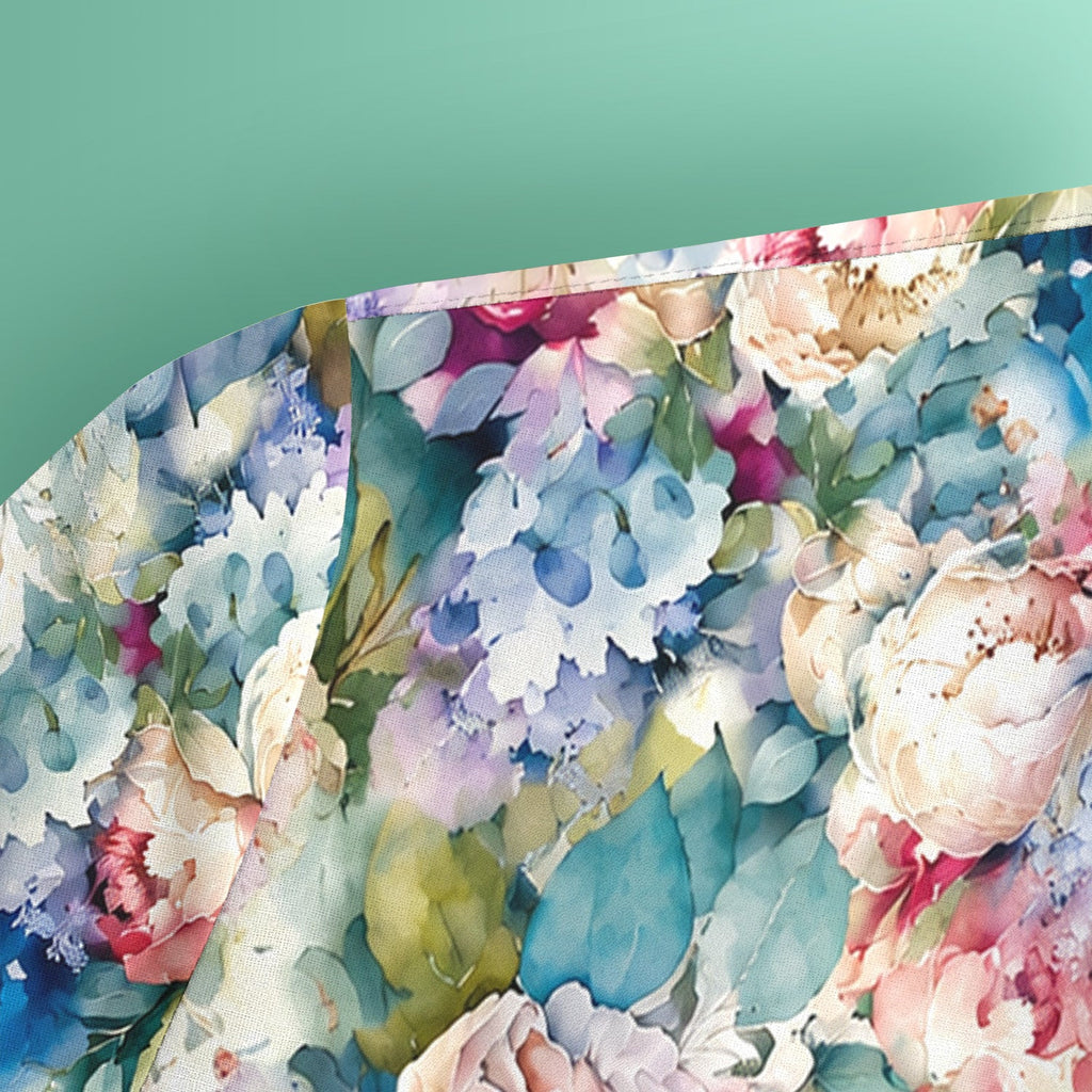 Watercolor Peony Hydrangea Floral Print Scrub Top, Comfortable Scrubs for Nurses
