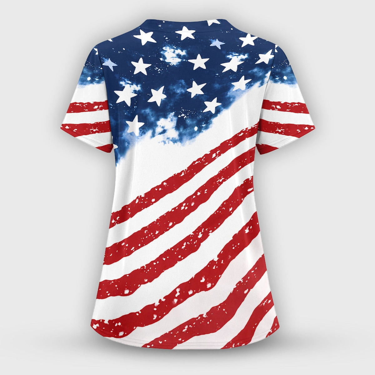 USA Stars And Stripes Pattern Scrub Top, Comfortable Scrubs for Nurses