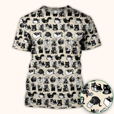 Black Cat Halloween Doodle Pattern Scrub Top, Comfortable Scrubs for Nurses