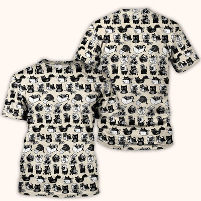 Black Cat Halloween Doodle Pattern Scrub Top, Comfortable Scrubs for Nurses