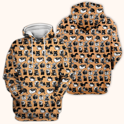 Black Cat Halloween Doodle Pattern Scrub Top, Comfortable Scrubs for Nurses