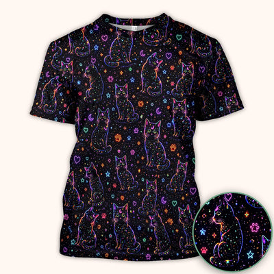 Mystical Cosmic Moon Cat Pattern Scrub Top, Comfortable Scrubs for Nurses