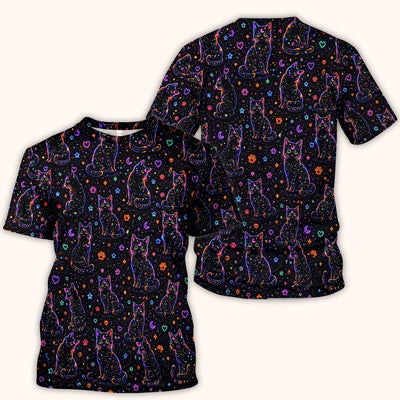 Mystical Cosmic Moon Cat Pattern Scrub Top, Comfortable Scrubs for Nurses