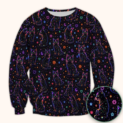Mystical Cosmic Moon Cat Pattern Scrub Top, Comfortable Scrubs for Nurses