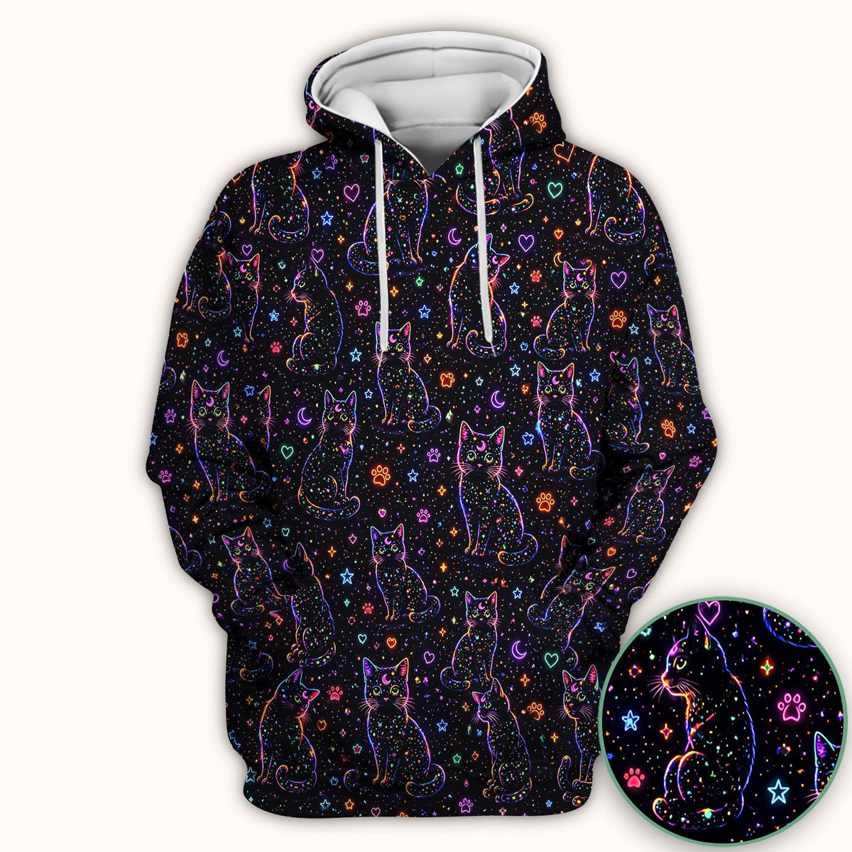 Mystical Cosmic Moon Cat Pattern Scrub Top, Comfortable Scrubs for Nurses