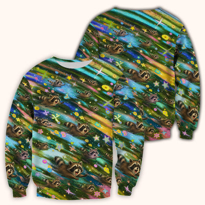Cute Raccoon Rainbow Dash Pattern Scrub Top, Comfortable Scrubs for Nurses