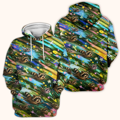 Cute Raccoon Rainbow Dash Pattern Scrub Top, Comfortable Scrubs for Nurses