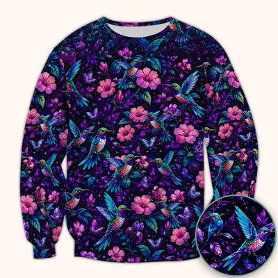 Vibrant Hummingbird Hibiscus Blossom Pattern Scrub Top, Comfortable Scrubs for Nurses
