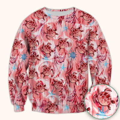 Pink Sea Turtle Ocean Pattern Scrub Top, Comfortable Scrubs for Nurses