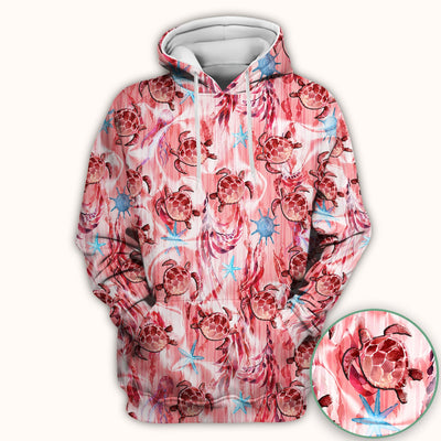 Pink Sea Turtle Ocean Pattern Scrub Top, Comfortable Scrubs for Nurses