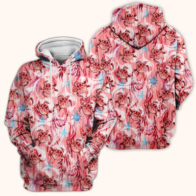 Pink Sea Turtle Ocean Pattern Scrub Top, Comfortable Scrubs for Nurses