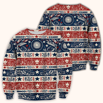 Patriotic Americana Starburst Floral Pattern Scrub Top, Comfortable Scrubs for Nurses