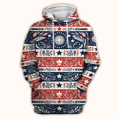 Patriotic Americana Starburst Floral Pattern Scrub Top, Comfortable Scrubs for Nurses