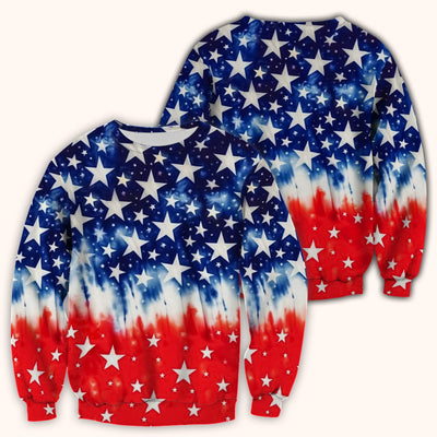Patriotic Stars Tie Dye Pattern Scrub Top, Comfortable Scrubs for Nurses