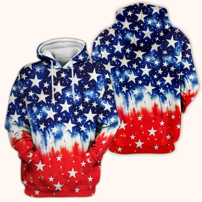 Patriotic Stars Tie Dye Pattern Scrub Top, Comfortable Scrubs for Nurses