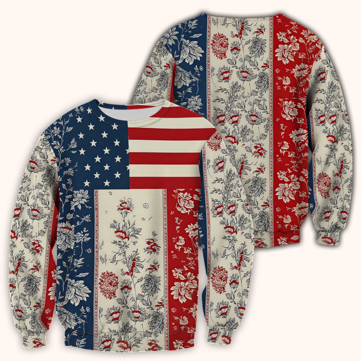 Patriotic Nurse Flag Patchwork Pattern Scrub Top, Comfortable Scrubs for Nurses
