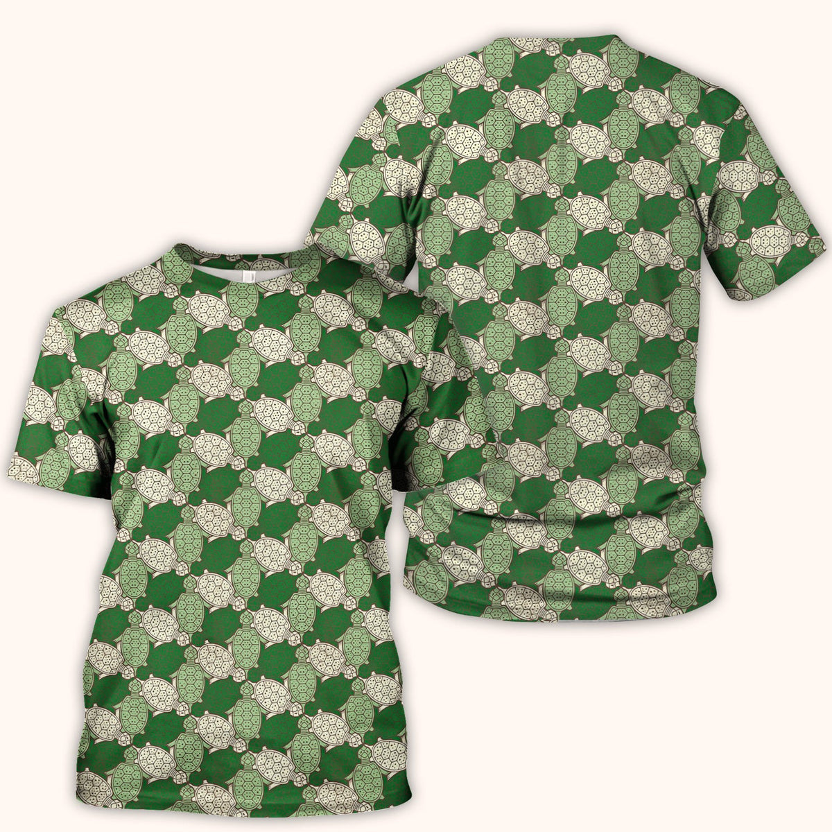 Green Sea Turtle Shell Pattern Scrub Top, Comfortable Scrubs for Nurses