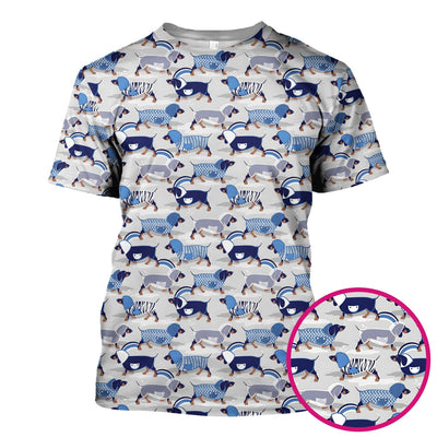 Cute Dachshund Raincoat Parade Pattern Scrub Top, Comfortable Scrubs for Nurses