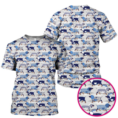 Cute Dachshund Raincoat Parade Pattern Scrub Top, Comfortable Scrubs for Nurses