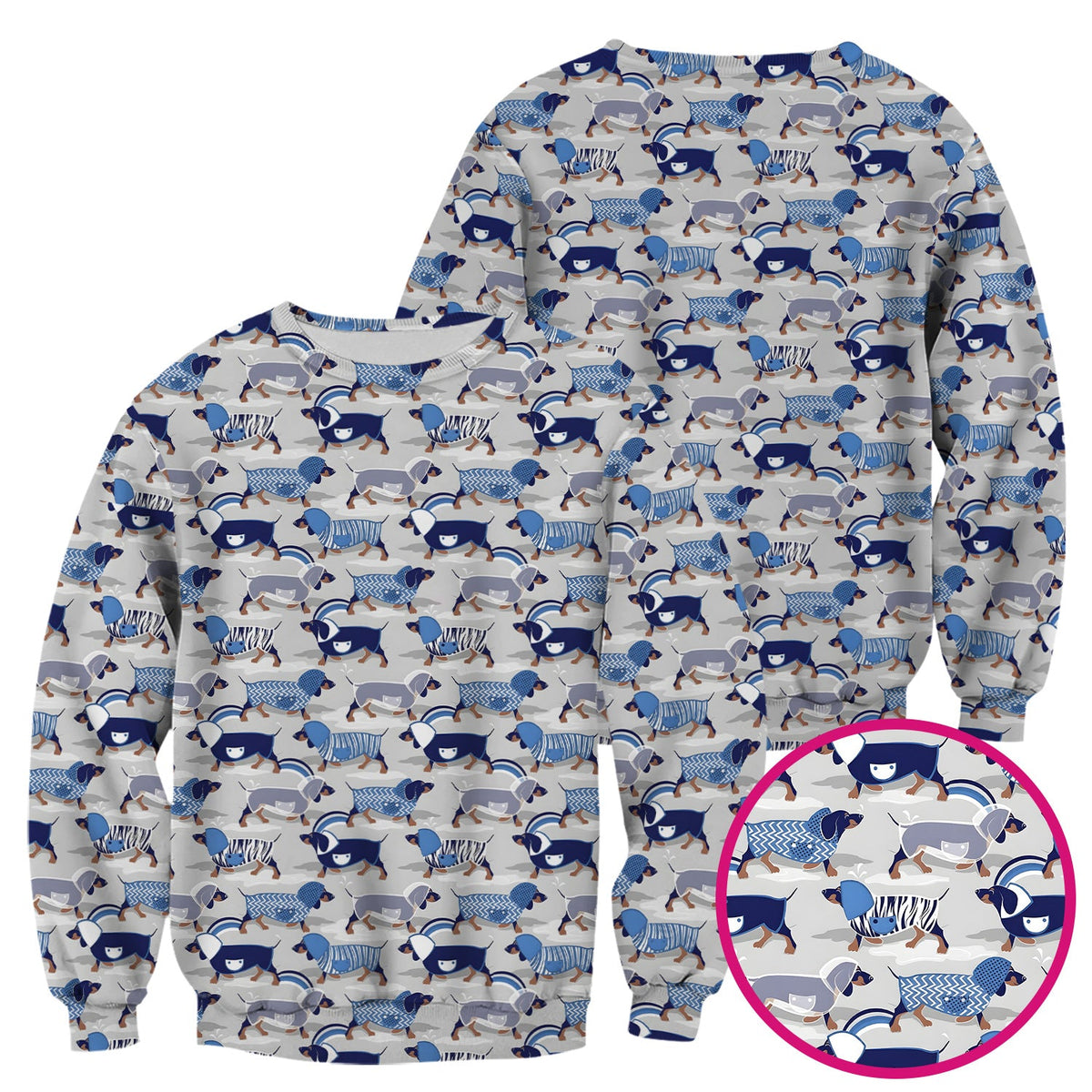 Cute Dachshund Raincoat Parade Pattern Scrub Top, Comfortable Scrubs for Nurses