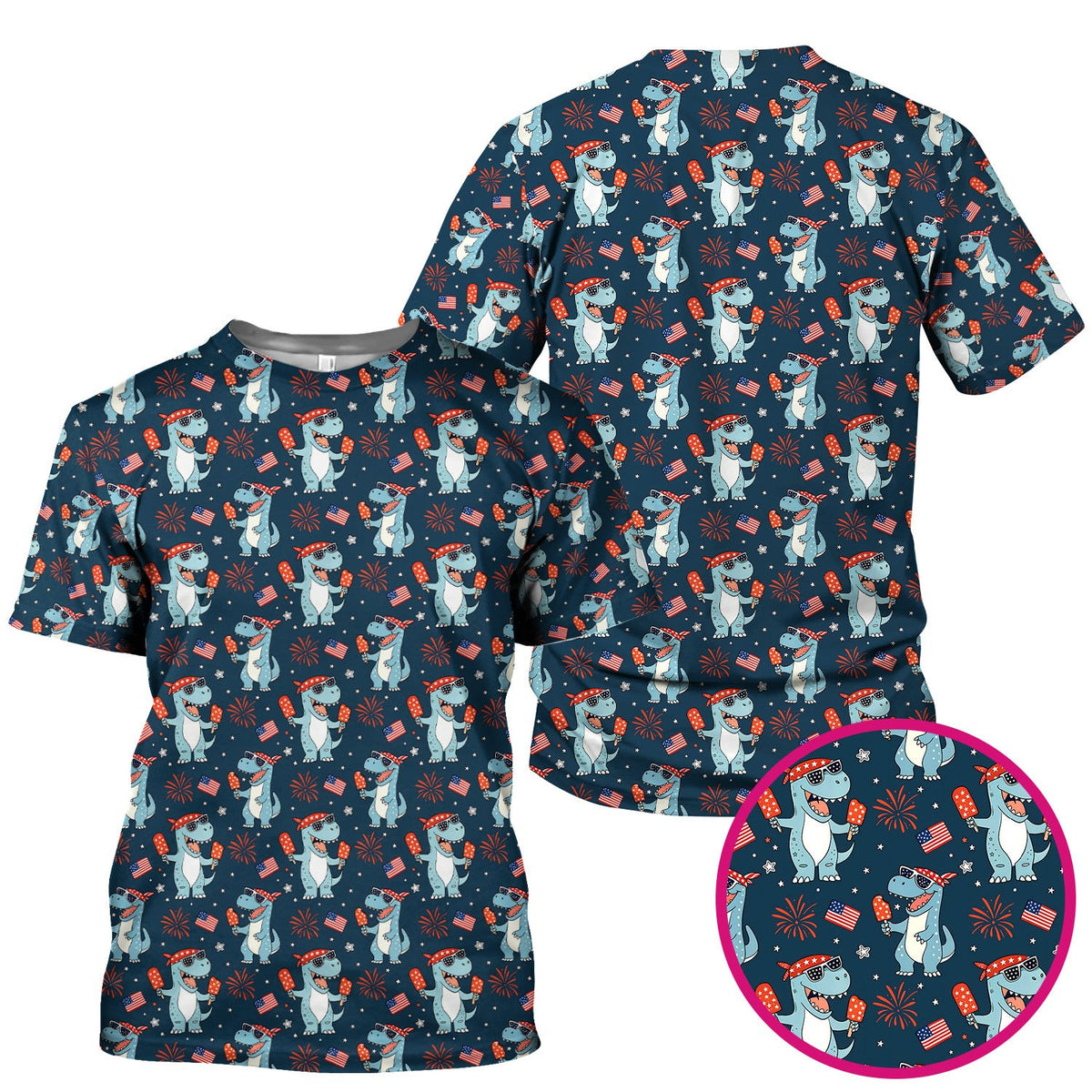 Dinosaur With Flag American Pattern Scrub Top, Comfortable Scrubs for Nurses