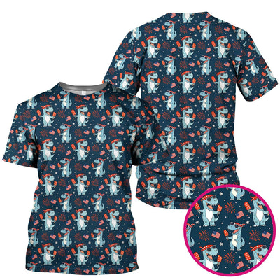 Dinosaur With Flag American Pattern Scrub Top, Comfortable Scrubs for Nurses